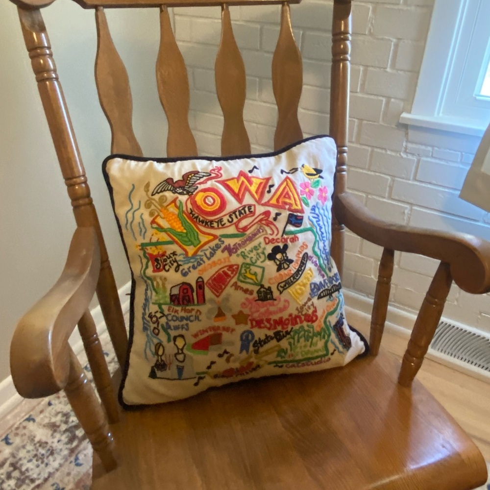 Iowa Hand-Embroidered Pillow